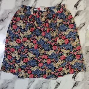 Pink and Red Smocked‎ A-Line Skirt Knee-Length